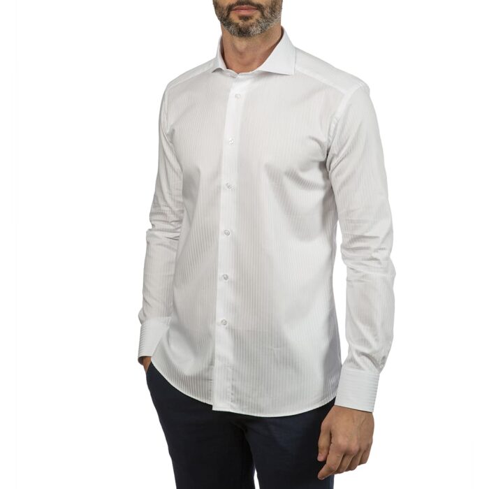 Twill white shirt, neapolitan collar