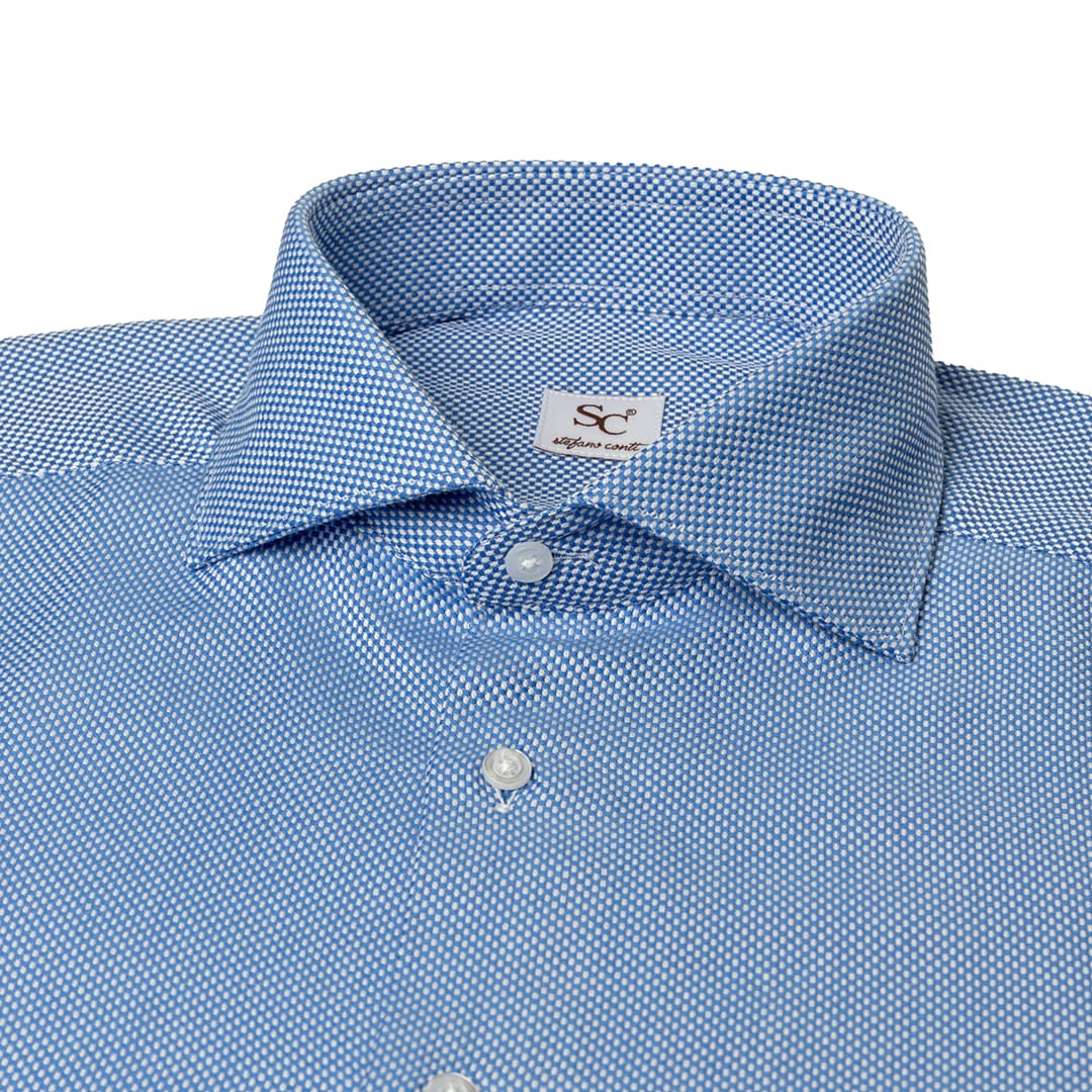 Oxford blue shirt, french collar - Stefano Conti Camiceria