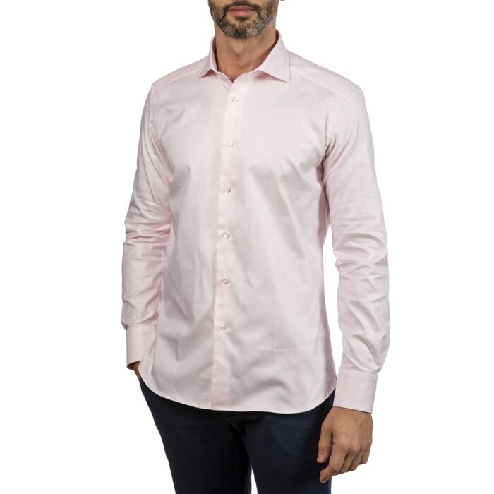 Camicia punta spillo oxford rosa, collo francese