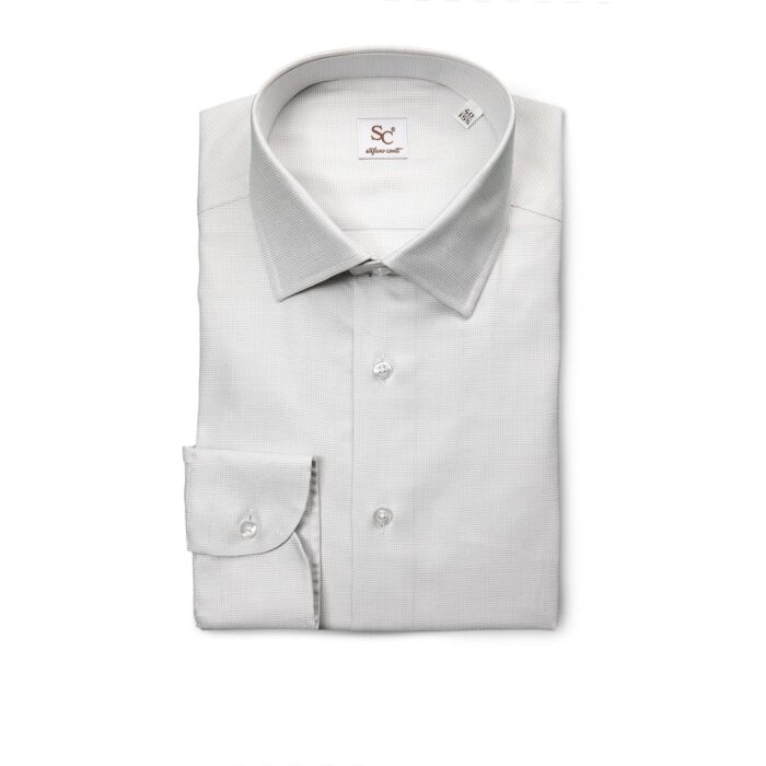 Camicia punta spillo oxford grigio chiaro, collo semi francese - immagine 2