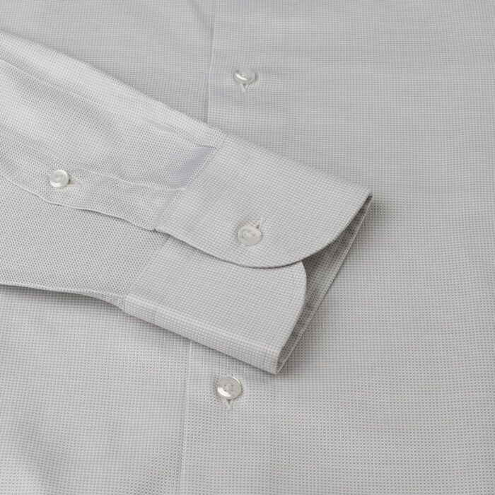 Camicia punta spillo oxford grigio chiaro, collo semi francese - immagine 4